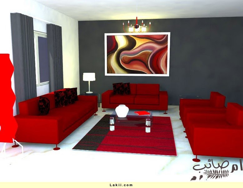 black n red living room