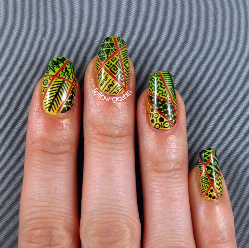 follow gashin: Deconstructed Patterned Mani