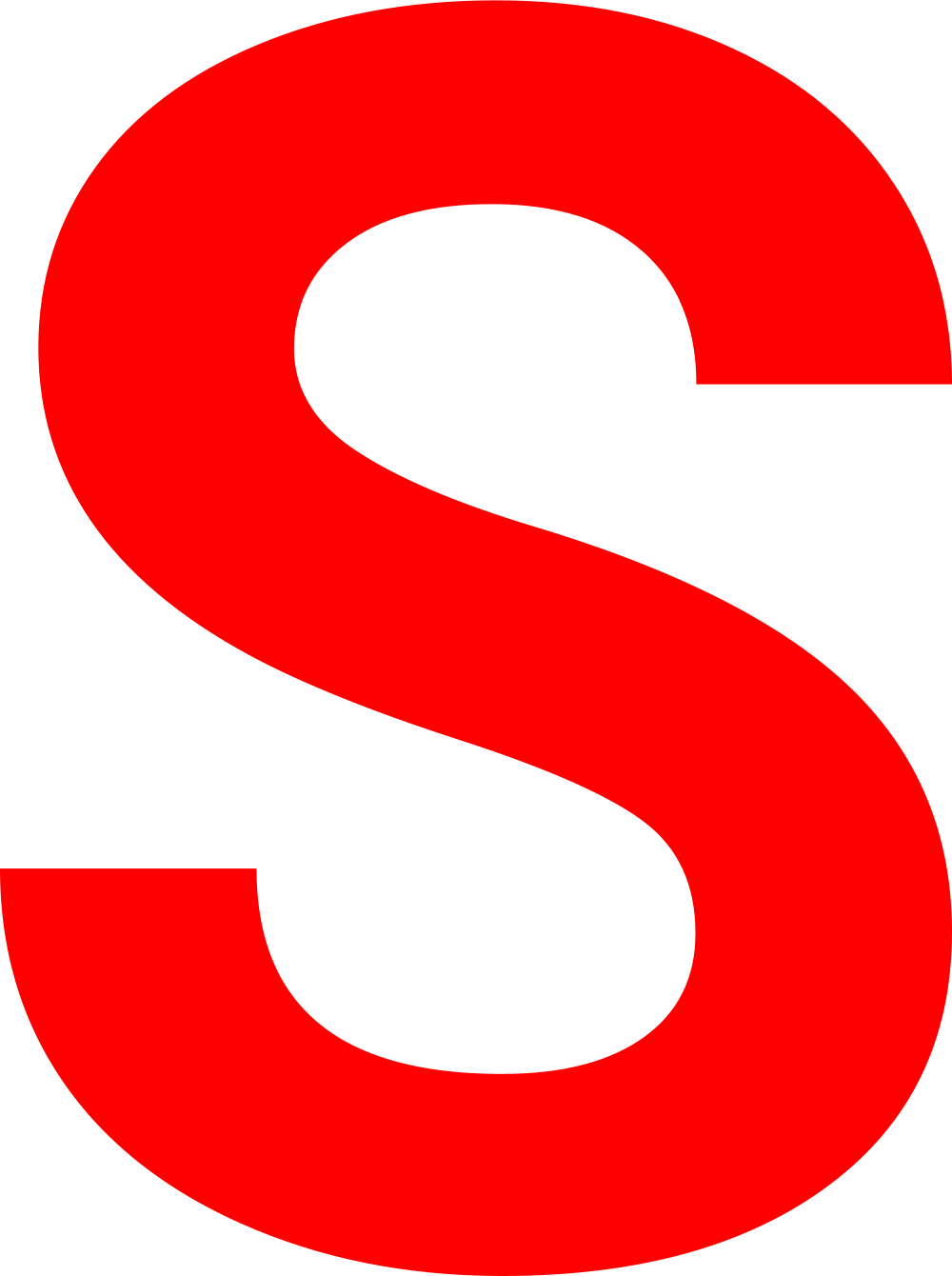 Red capital letter shape