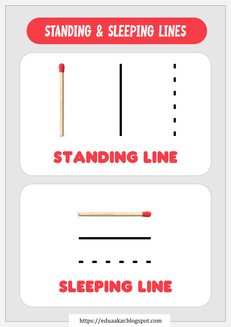 Free Standing and Sleeping line Worksheets
