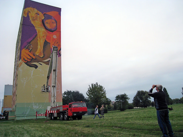 Street Art In Progress By Chilean Muralist INTI in Lodz, Poland For Fundacja Urban Forms 2013. 4