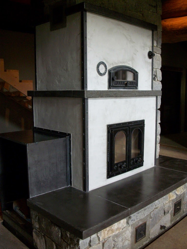 Michael Thronson Masonry: Masonry Heater in Limestone, Concrete, Cement