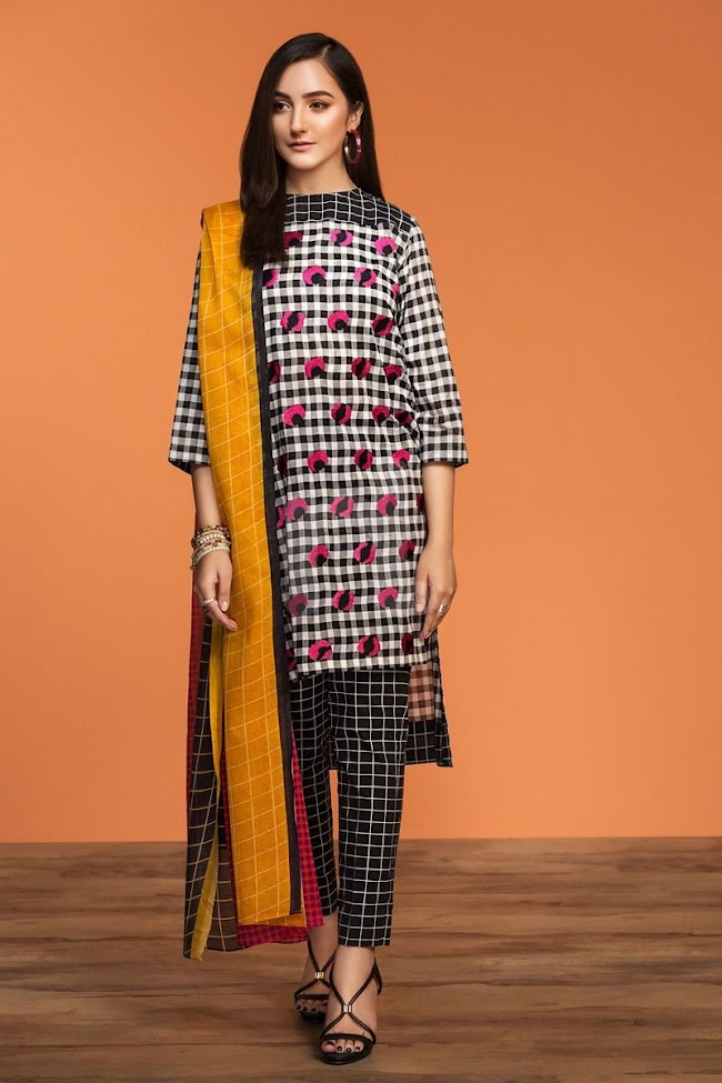 Nishatlinen Black & White Lawn Suit