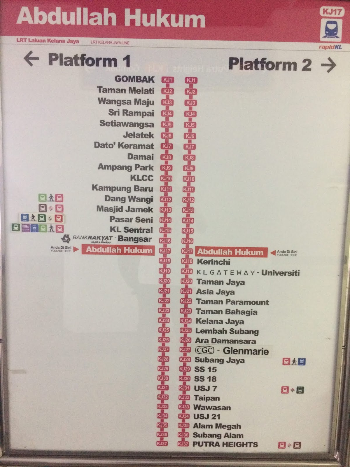 Kuala Lumpur Walk Pics  Kuala Lumpur LRT Abdullah Hukum Station