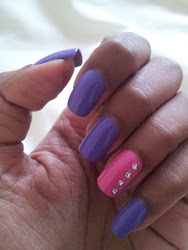 nails purple pink bling nail clear rhinestones feature line