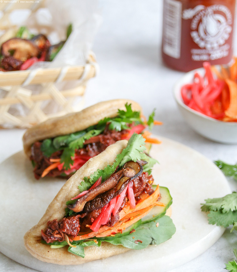 vegan Bao Buns mit Jackfruitfüllung