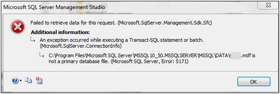MDF is Not a Primary Database File