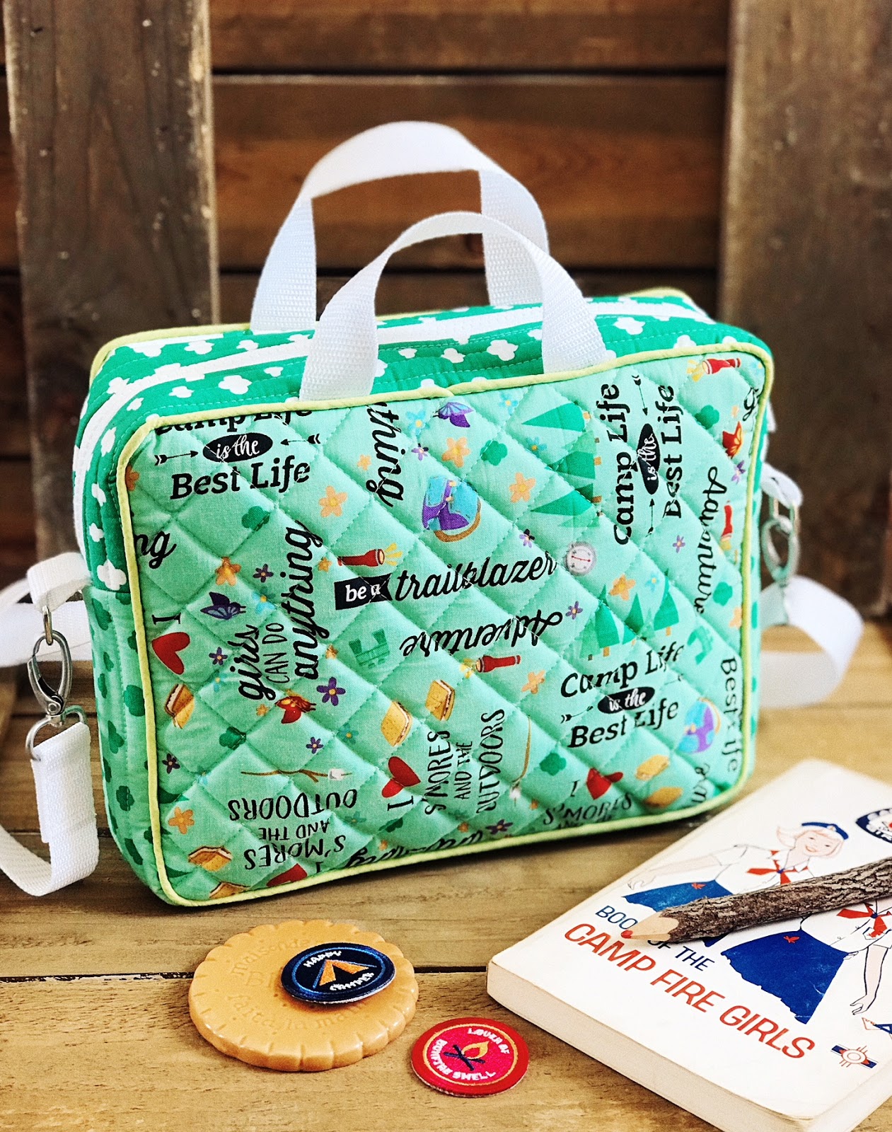 Cream Craft Girl Scout Bag Camp Life for Riley Blake Designs
