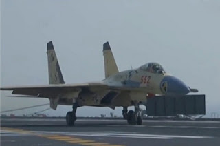 Chinese J-15 Fighter Jet Start Flight Operations From Chinese Carrier