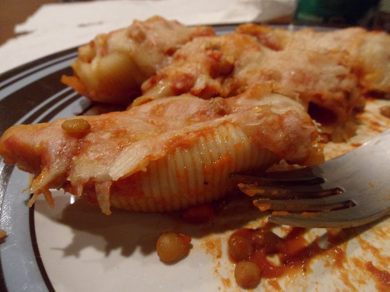 Haylie's Kitchen Lentil Ragout stuffed Jumbo Shells