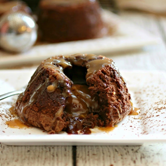 Salted Caramel Peanut Butter Filled Chocolate Lava Cakes