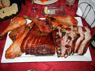 The meat feast we made using dad's new smoker