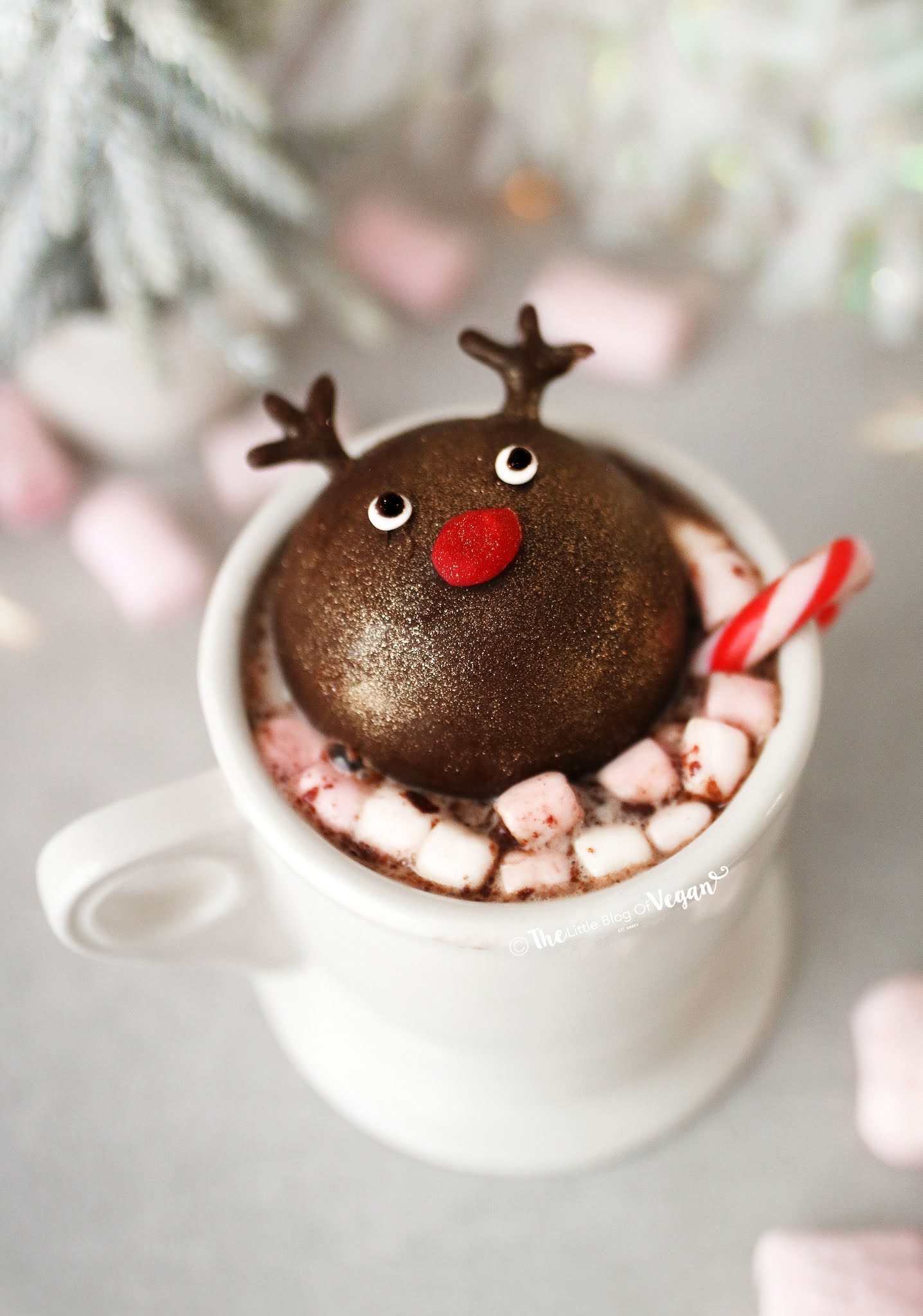 Reindeer Hot Chocolate Bomb recipe The Little Blog Of Vegan