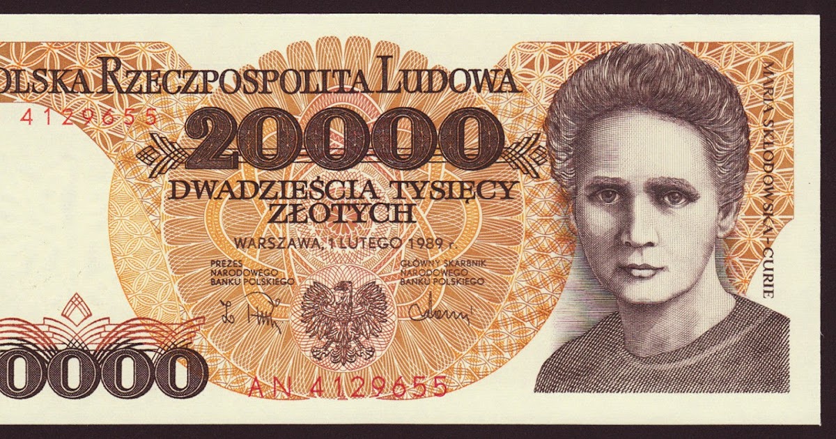 Poland 20000 Zloty banknote 1988 Marie Sklodowska-Curie|World Banknotes