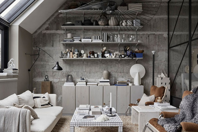 piccola casa studio in stile industriale scandinavo