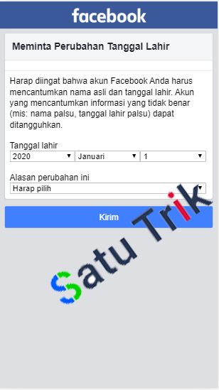 Cara Mengubah Tanggal Lahir di FB yang Sudah Limit