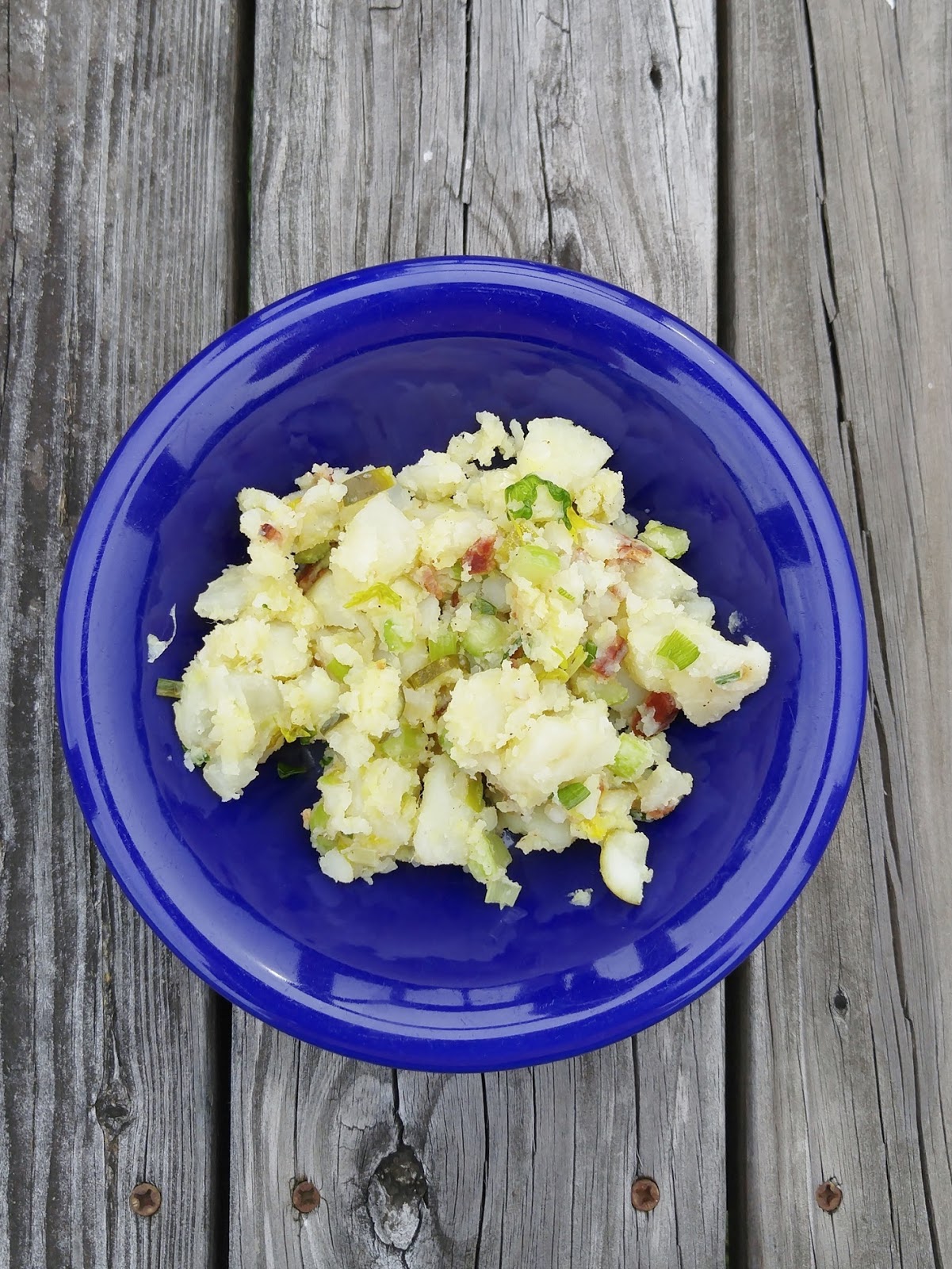 Pan seared Potato, Bacon and Green onion Salad recipe My WAHM Plan