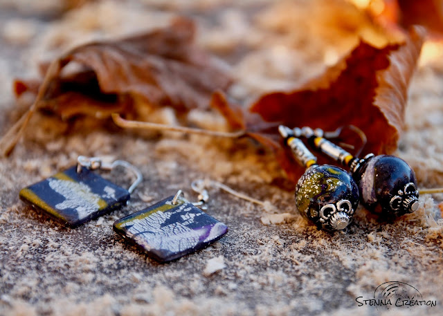 boucles-oreilles-pate-polymere-transparence-noire-feuilles-argent-Stenna-Creation