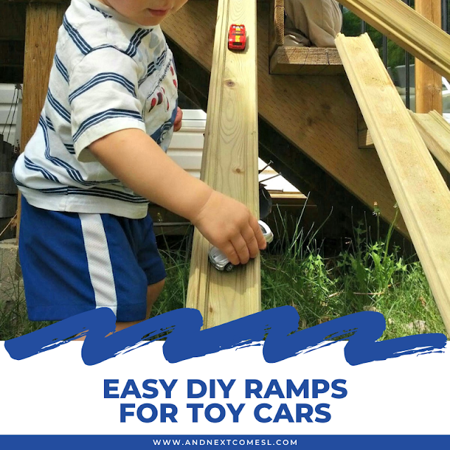 Easy DIY ramps for toy cars made from scrap wood