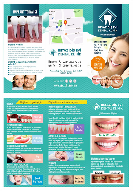Diş Klinikleri için Katlamalı Profesyonel Broşür Baskı