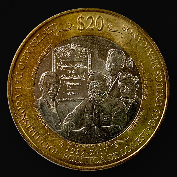 Monedas de México / Monedas Históricas: 20 Pesos 2017, Centenario de la  Promulgación de la Constitución Política de los Estados Unidos Mexicanos