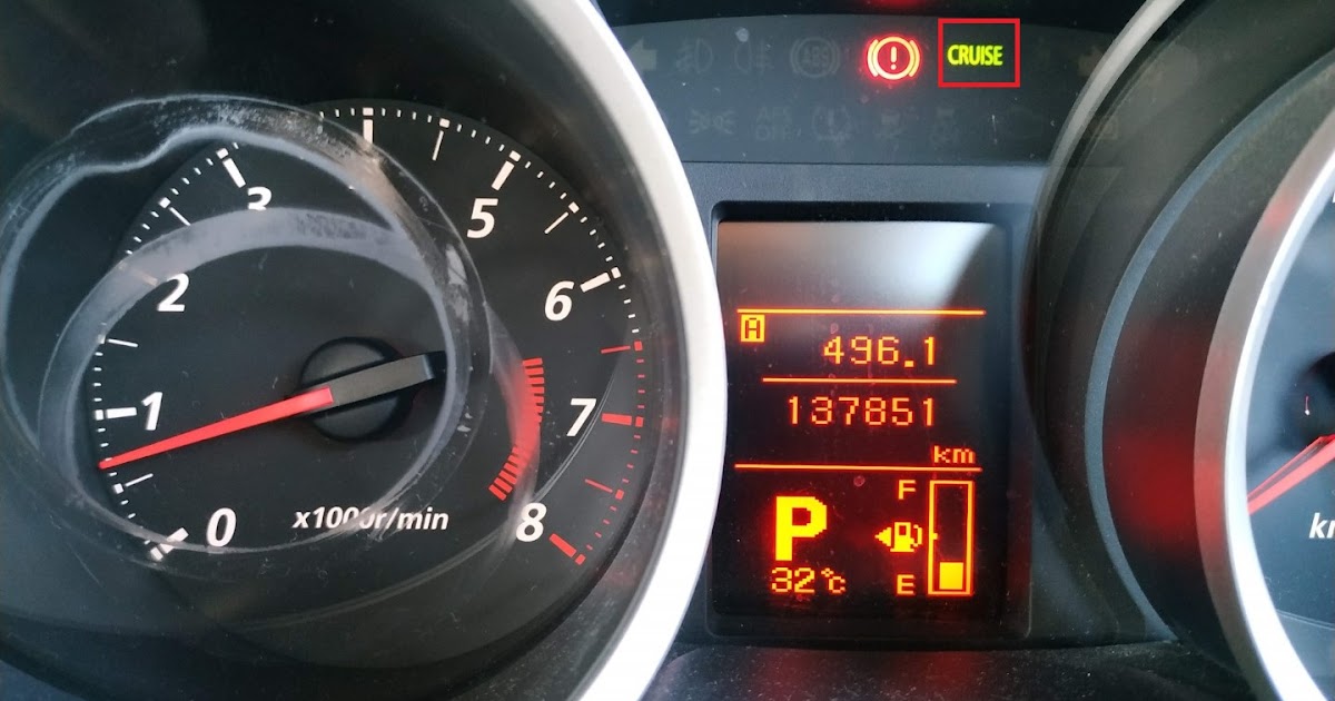 Remove CRUISE cruise control indicator light on Proton Inspira aka