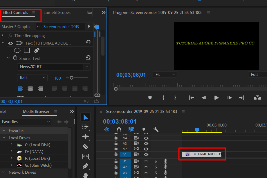Cara Menambahkan Text atau Tulisan Di Adobe Premiere Pro
