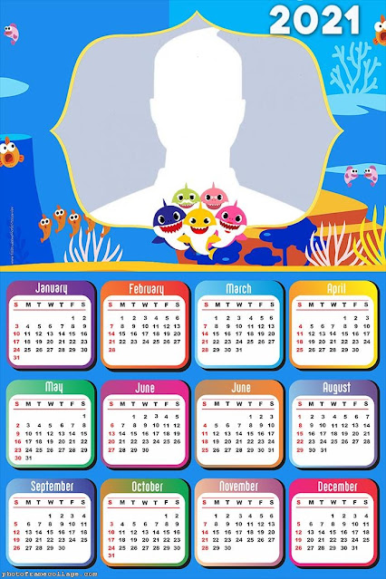 Baby Shark: Calendario 2021 para Imprimir Gratis. Baby Shark: Calendario 2021 para Imprimir Gratis.