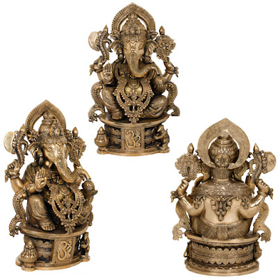 Get Sculpture Of Bejewelled Shri Ganesha Seated on OM Base