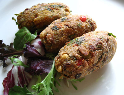 Sweet Potato and Apricot Croquettes with Mint Yogurt Sauce