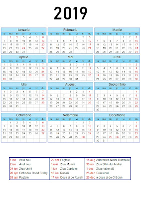 Calendar 2019 de printat