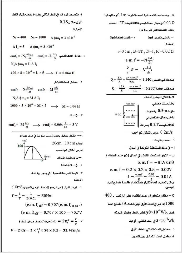 أهم أفكار مسائل الفيزياء للثانوية العامة في 7 ورقات فقط