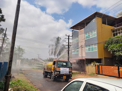 Disinfectant sprayed at Shakthinagar by officials 