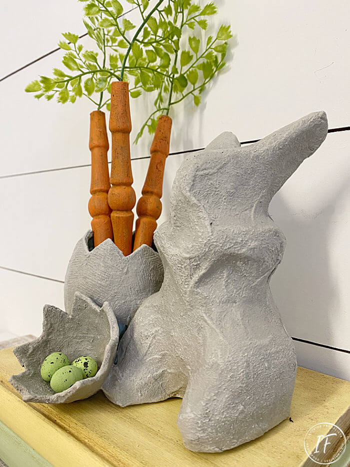 Faux Concrete Paper Mache Easter Bunny Interior Frugalista