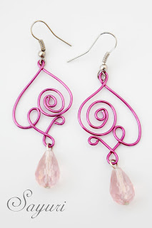 wire earrings pink swirls
