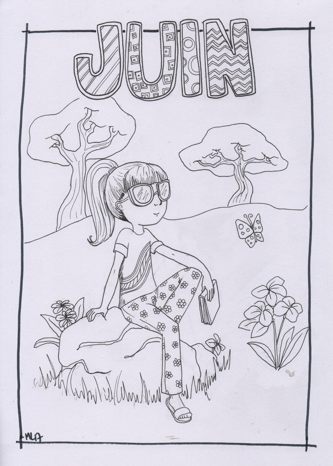 BIBOUCHE EN CLASSE  coloriage et calendrier de Juin
