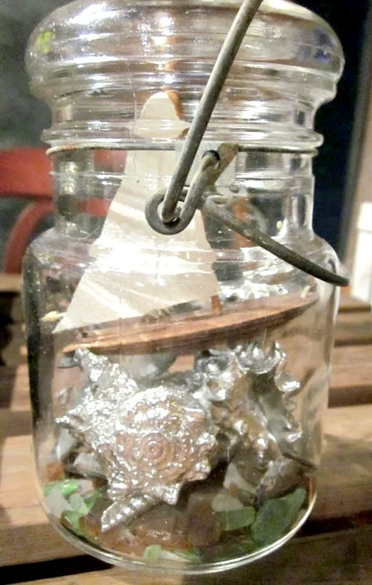 Mason Jar shiny sea shells