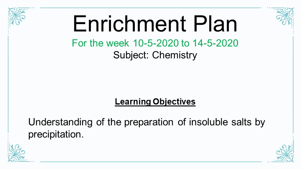 Grade 9: ENRICHMENT PLAN