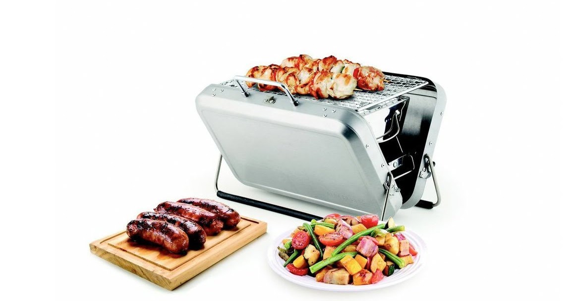 Kikkerland Portable Barbecue Charcoal Grill Suitcase