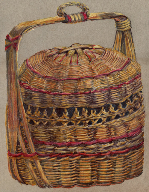 Colored pencil drawing -- sewing basket
