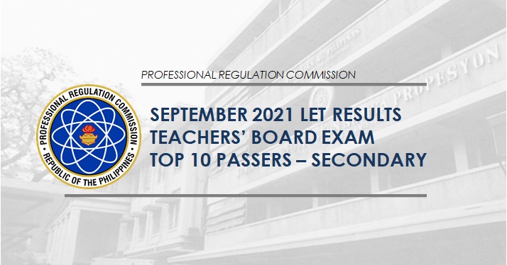 RESULT September 2021 LET Secondary Top 10 Passers result-september-2021-let-secondary-top-10-passers