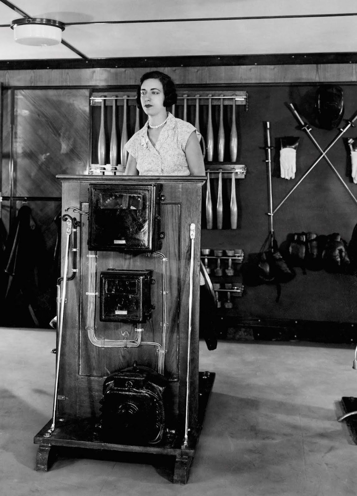 The gym on the Victoria Motorship. 1930.