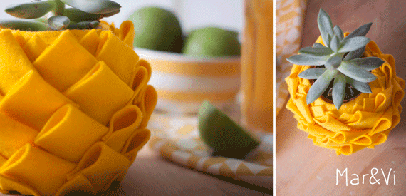 Portavasi fai da te a forma di ananas, tutorial in italiano