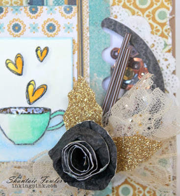 SRM Stickers Blog - Coffee Lovers Blog Hop! - #coffee #card #bloghop #fall #teatime #clearstamps #janesdoodles #doilies #lace #stickerstitches