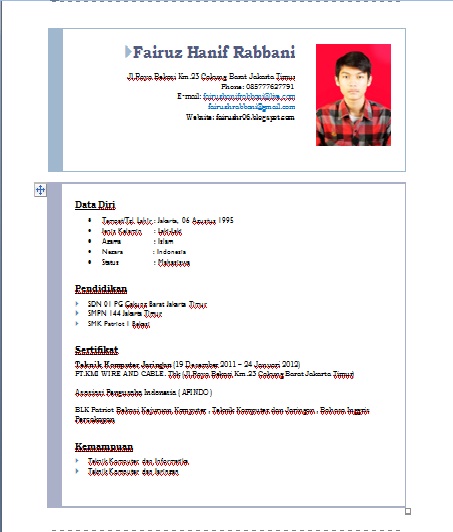 Cara Membuat CV di Ms.Word 2007 | Fairuz Hanif Rabbani