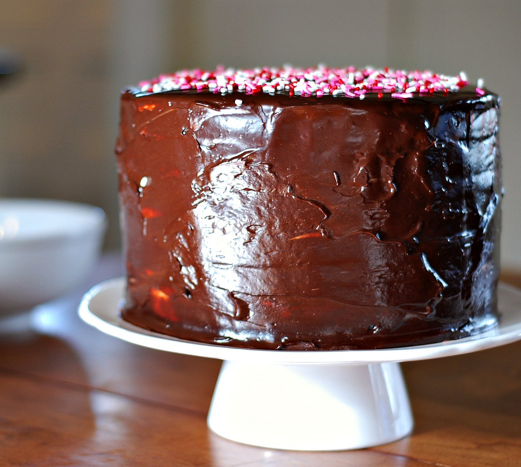 Marzipan Ganache Glazed Chocolate Cake With Raspberry Buttercream