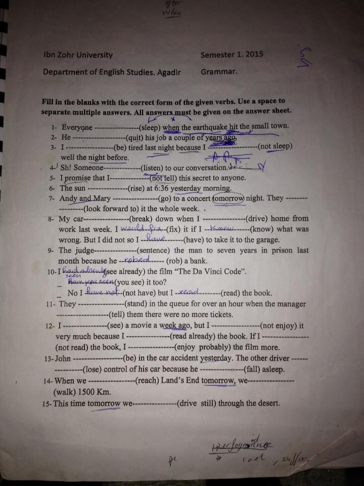 S1 Samples Of previous exams - Ibn Zohr University