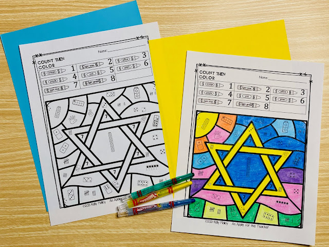 Hanukkah Subitizing Color By Number Worksheets Star of David