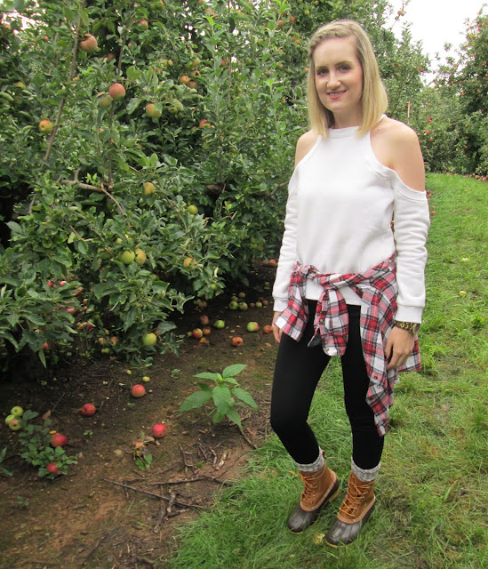 Cold Shoulder Cut Out Fleece Sweater from Tobi with LL Bean Boots