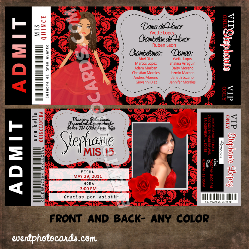 Event Photo Cards: Red Quinceanera Invitations modern and unique